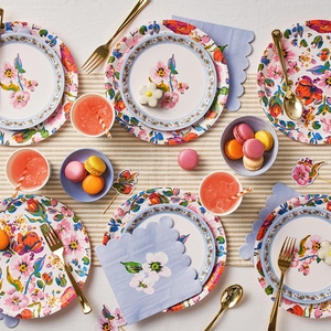 Juego de Vajilla Personalizado con Tema Floral para Fiesta de Té, Platos de Papel Biodegradables, Platos de Papel Ecológicos, Artículos para Fiestas - Product Image 1
