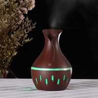 Diffuseur d'arômes ultrasonique 300 ml en forme de vase creux, humidificateur à brume froide USB effet bois avec lumière LED colorée, pour aromathérapie de bureau, vente en gros