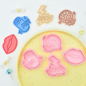 Moule à biscuits en plastique écologique série Art, motif éclair 3D de dessin animé, pour simulation d'argile DIY, biscuits et donuts personnalisés imprimés - Product Image 3