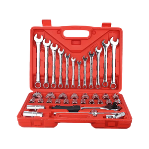 Ensemble d'outils ménagers de 37 pièces, outils de réparation <span class=keywords><strong>automobile</strong></span>, jeu de clés à douilles combinées en acier au chrome-vanadium, mécanique - Product Image 1
