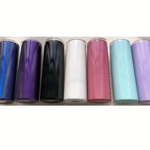 20oz 30oz Double Wall Insulate Glitter Water Bottle Stainless Steel Shimmer Sublimation Blank Straight Skinny <b>Tumbler</b> <b>With</b> <b>Straw</b> - Product Image 1