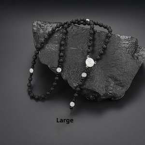 Nuova pietra vulcanica nera pietra Gallstone Alt san benedetto cattolico religioso maschile originale pietra croce <span class=keywords><strong>rosario</strong></span> <span class=keywords><strong>collana</strong></span> - Product Image 2