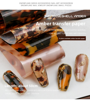Papier de transfert pour ongles effet écaille de tortue et ambre, imprimés léopard automne-hiver et autocollants de transfert dégradé rétro ciel étoilé
