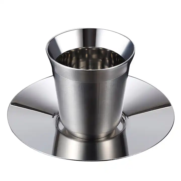 Insulated Stainless Steel Coffee Cup, Saucer