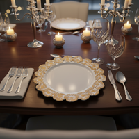Assiettes de présentation de luxe haut de gamme de 13 pouces pour mariages, motif personnalisé, réutilisables pour hôtels, dîners et événements
