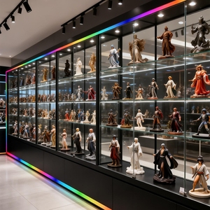 Vitrine pour modèles réduits de voitures avec vitrine en verre trempé sur mesure et éclairage de base LED couleur, idéale pour la présentation de produits de fumer - Product Image 6