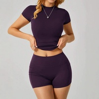 Ensemble de yoga 2 pièces à séchage rapide : soutien-gorge et short de yoga tendance en Spandex/Nylon, taille haute élastique, tenue de sport