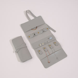 Custom Logo Luxury Leather <b>Roll</b> up Necklace Jewelry <b>Box</b> Portable Display Travel Earring Ring Bracelet Storage Organizer - Product Image 4