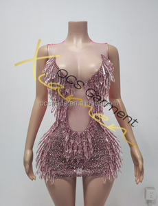 Ocstrade Ultimo Design Abiti <span class=keywords><strong>Sexy</strong></span> in <span class=keywords><strong>Rete</strong></span> Trasparente per Donne, <span class=keywords><strong>Vestito</strong></span> da Club Notturno Scintillante con Cristalli <span class=keywords><strong>a</strong></span> Goccia d'Acqua - Product Image 3