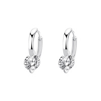 Boucles d'oreilles créoles en argent sterling S925 avec zircon en forme de cœur, boucles d'oreilles pendantes scintillantes en CZ taille ronde pour femme, bijoux fins pour mariage et soirée
