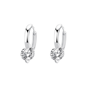 S925 <b>Sterling</b> <b>Silver</b> Heart Zircon Hoop <b>Earrings</b> Sparkling Round Cut CZ <b>Dangle</b> <b>Earrings</b> For Women Wedding Party Fine Jewelry - Product Image 1