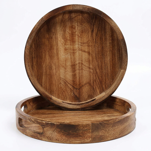 Plateau de service rond et décoratif en bois de haute qualité 100% Taille personnalisée pour une utilisation à la maison Hôtel Restaurant à des prix très compétitifs - Product Image 1