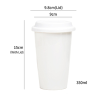 Vente en gros de tasses à thé en porcelaine de 12 oz sans poignée, impression de logo personnalisée, tasse à café en céramique blanche avec couvercle en silicone pour cadeau de marque