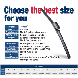 Spazzole Tergicristallo Morbide Universali YTK OEM 2025 Senza Telaio per Parabrezza Anteriore Include Scatola di Carta 10 Adattatori - Product Image 4