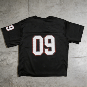 Custom <b>Logo</b> Men's Black White Sporty T-Shirt Mesh Fabric Number Printed Breathable Regular Fit O-Neck T-Shirt - Product Image 3