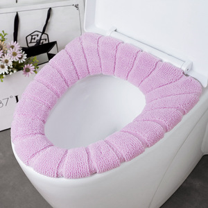 Stitched Color Portable Knitted Toilet Mat Thickened Washable <b>Antifreeze</b> Toilet Cover Thickened Knitted O Type Universal - Product Image 1