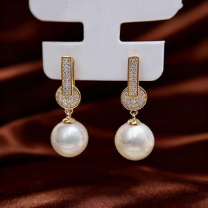 22696DIY <b>Pearl</b> Accessories S925 <b>Silver</b> Earnail Empty Stand Gold <b>Silver</b> Jewelry <b>Earrings</b> with 9-13mm Round - Product Image 3
