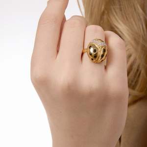 Bague <span class=keywords><strong>vintage</strong></span> en pierres précieuses, zircon, <span class=keywords><strong>coccinelle</strong></span>, plaqué or PVD, bijoux étanches en acier inoxydable, <span class=keywords><strong>accessoires</strong></span> Y1479 - Product Image 2