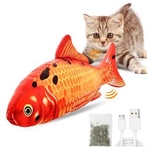 Peluche réaliste de poisson souple, jouet interactif amusant pour animaux de compagnie, qui bouge et qui remue la queue - Product Image 1