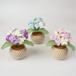 Tanaman hidrangea buatan tangan, Pot bunga buatan dekorasi rumah bunga rajut grosir - Product Image 4