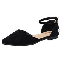Nouvelles Chaussures Plates Légères à Bout Pointu Style Coréen avec Boucle Cheville Grande Taille pour Femme Printemps-Été-Automne