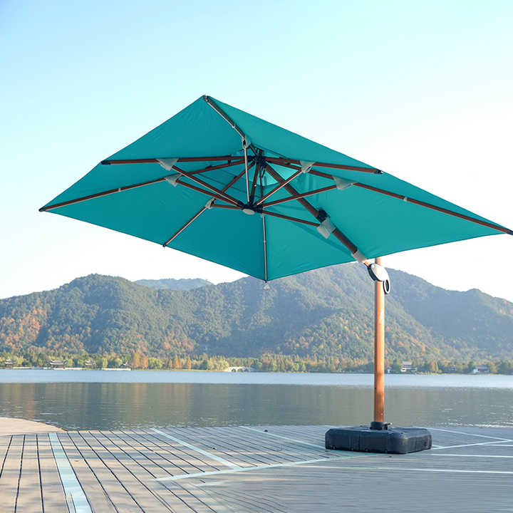 big square patio umbrella Mojia Cantilever with Cross Base and Cover Included PRODUCT OVERVIEW FEATURES Easy to Use PURPLE LEAF 10 ft. Square