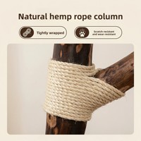 Arbre à chat de luxe en bois véritable, tour à chat moderne en bois avec perchoir en peluche et poteau à gratter en sisal pour chats de petite à moyenne taille, gris