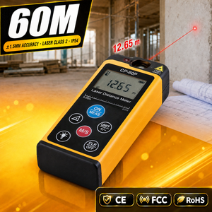 Télémètre laser numérique 60m, outil de mesure individuel, mesure de surface et volume, mémoire 20 m/pouce/pied, IP54, OEM ODM, vente en gros, usine - Product Image 1