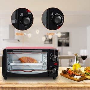 Minihorno eléctrico <span class=keywords><strong>de</strong></span> 12 <span class=keywords><strong>litros</strong></span>, <span class=keywords><strong>horno</strong></span> eléctrico <span class=keywords><strong>de</strong></span> color rojo con bandeja para hornear y temporizador <span class=keywords><strong>de</strong></span> <span class=keywords><strong>30</strong></span> minutos - Product Image 3