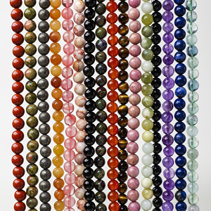 Venta al por mayor de cuentas sueltas de cristal semiterminadas de 8 mm, pulidas, redondas, mixtas de cuarzo, ágata y <span class=keywords><strong>jaspe</strong></span>. - Product Image 1