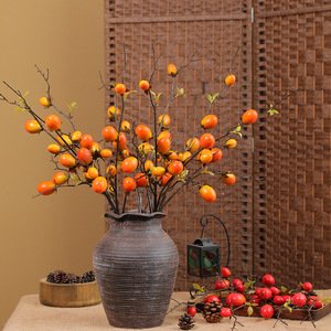 Ramillete Artificial de Caqui Ruilisi, Color Naranja Rojizo, Plástico, Decoración para el Hogar, Accesorio para Bodas, 12 Cabezas - Product Image 3