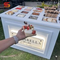 Carrito de Dulces Blanco Moderno y Elegante para Bodas y Fiestas, Plegable, de Madera, para Exhibición de Postres y Bocadillos, Decoración para Eventos y Cumpleaños