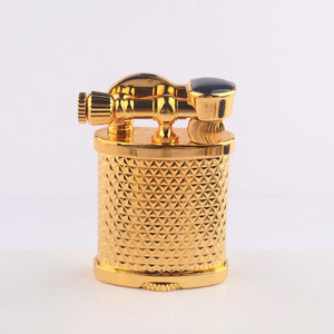 Gold Metal <b>Lighter</b> With Diamond Pattern Design For Cigar And Tobacco Use - Product Image 1
