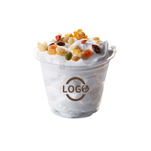 Disposable Transparent Dessert Pastry Sundae <strong>Frozen</strong> <strong>Yogurt</strong> 9oz Plastic Ice Cream Cup With Dome Lids