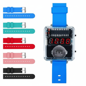 Kit de montre numérique LED avec bracelet en silicone de 22 cm, unisexe, boîtier en plastique sportif, fermoir à boucle, assemblage DIY, horloge électronique - Product Image 1