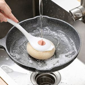 Cepillo de limpieza de ollas y tazones con mango largo, bola de alambre de acero nano, que no daña la olla - Product Image 3