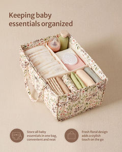 Organizador de Pañales Personalizado <span class=keywords><strong>para</strong></span> Bebé, Cesta de Almacenamiento <span class=keywords><strong>para</strong></span> Mesa de Cambio, Cesta con Asa, Bolsa Organizadora de Pañales de Fieltro Color Caqui - Product Image 2