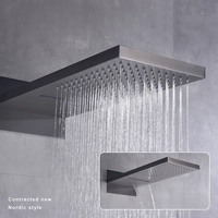 Système de douche mural en laiton noir mat de luxe, encastré, 3 voies, avec robinet de douche à effet pluie et pommeau de douche cascade