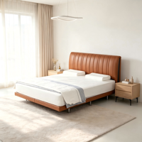 WINMAX Modernes Luxus-Bett aus Echtem Leder, Gepolstert, Komfortabel, King- und Queen-Size, Modular für Zuhause und Hotel V446, 1 Jahr Garantie