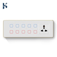 Interrupteur combiné WiFi 8M 10 voies avec prise, interrupteur tactile en verre à intensité variable, contrôleur de ventilateur
