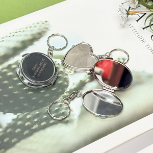 JSMART Custom Cartoon Double-Sided Metal Small Heart Square Cosmetic Makeup Mini Portable Folded Compact Pocket Mirror Keychain