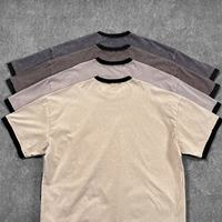 Kaos Batik Vintage 250GSM Katun 100% Tebal dengan Logo Custom, Warna Blocking, Dua Potong, untuk Pria