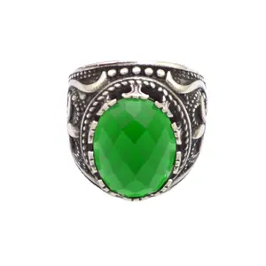 Bruiloft Rvs Emerald Groen Sieraden Viking Charm Ring Houder Man Ringen Met Stenen