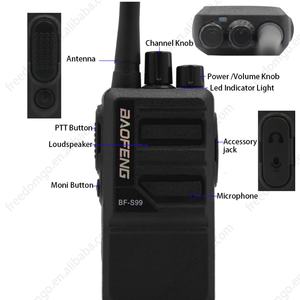 Walkie Talkie Analógico Portátil BF-S99 de 16 Canales, 400-470MHz, Salida de 5W, Batería de 1500mAh, Resistente al Agua IPX-1 - Product Image 3