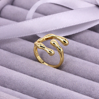 Bague ouverte irrégulière plaquée or 18 carats, style punk vintage réglable pour femmes et hommes