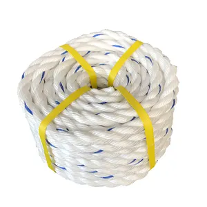Atacado alta qualidade 3 fios pp colorido 100% polipropileno material plástico embalagem rede de pesca corda