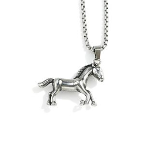 Collar con Colgante Vintage <span class=keywords><strong>de</strong></span> Acero Inoxidable para Hombre, Caballo Occidental, Unicornio Gótico, Pegaso, Gancho <span class=keywords><strong>de</strong></span> Pesca Maorí, Joyería Punk al por Mayor - Product Image 5