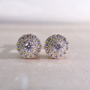Orecchini a perno rotondi con brillantini per donna, orecchini classici con intarsi, gioielli semplici per l'uso quotidiano - Product Image 2
