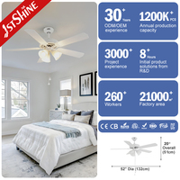 1stshine Ventilateur de plafond avec lampe Ac Motor Pull Chain Control Traditional Mdf Blade Fandelier Ventilateur de plafond avec lampe