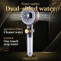 Pommeau de Douche Moderne à Rotation 360°, Double Filtration, Effet Pluie Bidirectionnel, Triple Sortie d'Eau, Installation Facile pour Salle de Bain